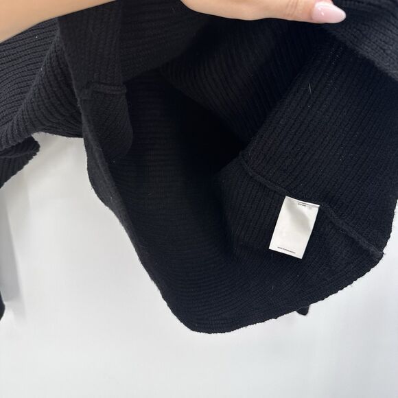 Express Outlet Black Chunky Knit Boat Neck Sweater Asymmetrical Size Medium - Picture 3 of 10
